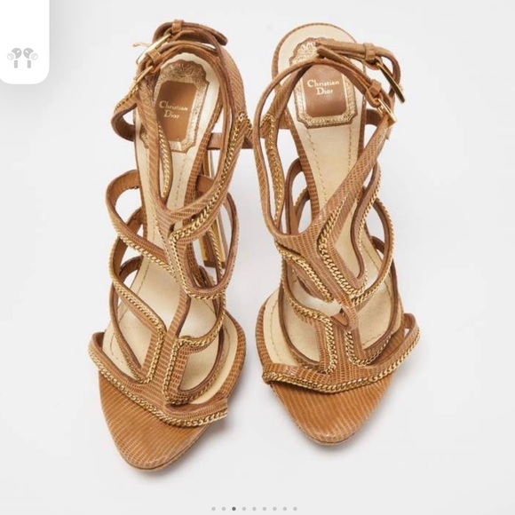 Dior Brown Lizard Embossed Suede Chain
Detail Ankle Strap Sandals - Picture 5 of 7